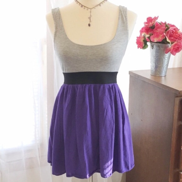 Rue21 Dresses & Skirts - Rue 21 Gray Black & Purple skater Dress Size Small